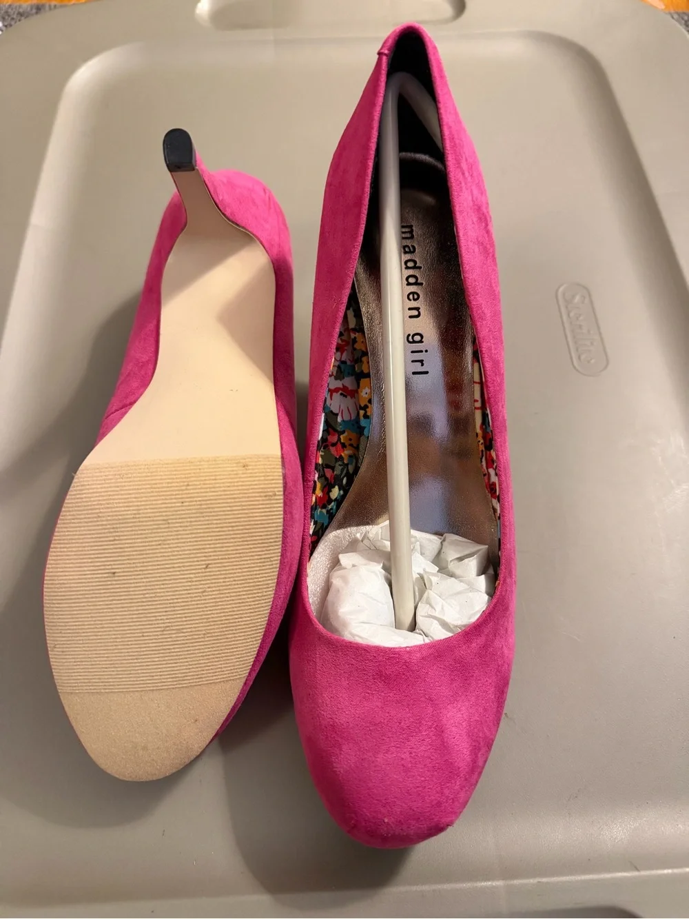 Madden Girl Hot Pink Suede Round-Toe Pumps